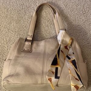 Fossil 1954 Women’s Cream Genuine Leather Satchel Bag No.75082 w/Twilly Accent